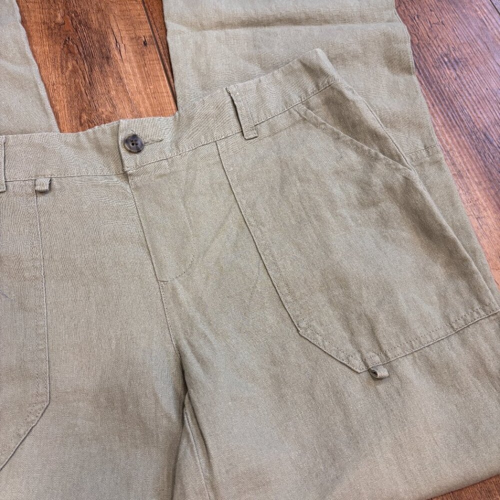 Happily Grey Womens Medium Taupe Linen Blend Utility Pants Comfort Waist Trouser - Picture 2 of 9